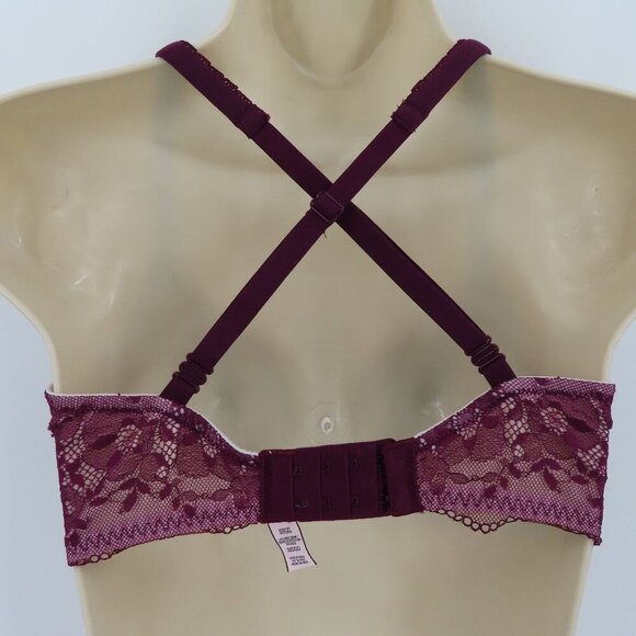 Victorias Secret 32DDD Body By Victoria Unlined Demi Underwire Purple Lace Bra - Picture 6 of 15